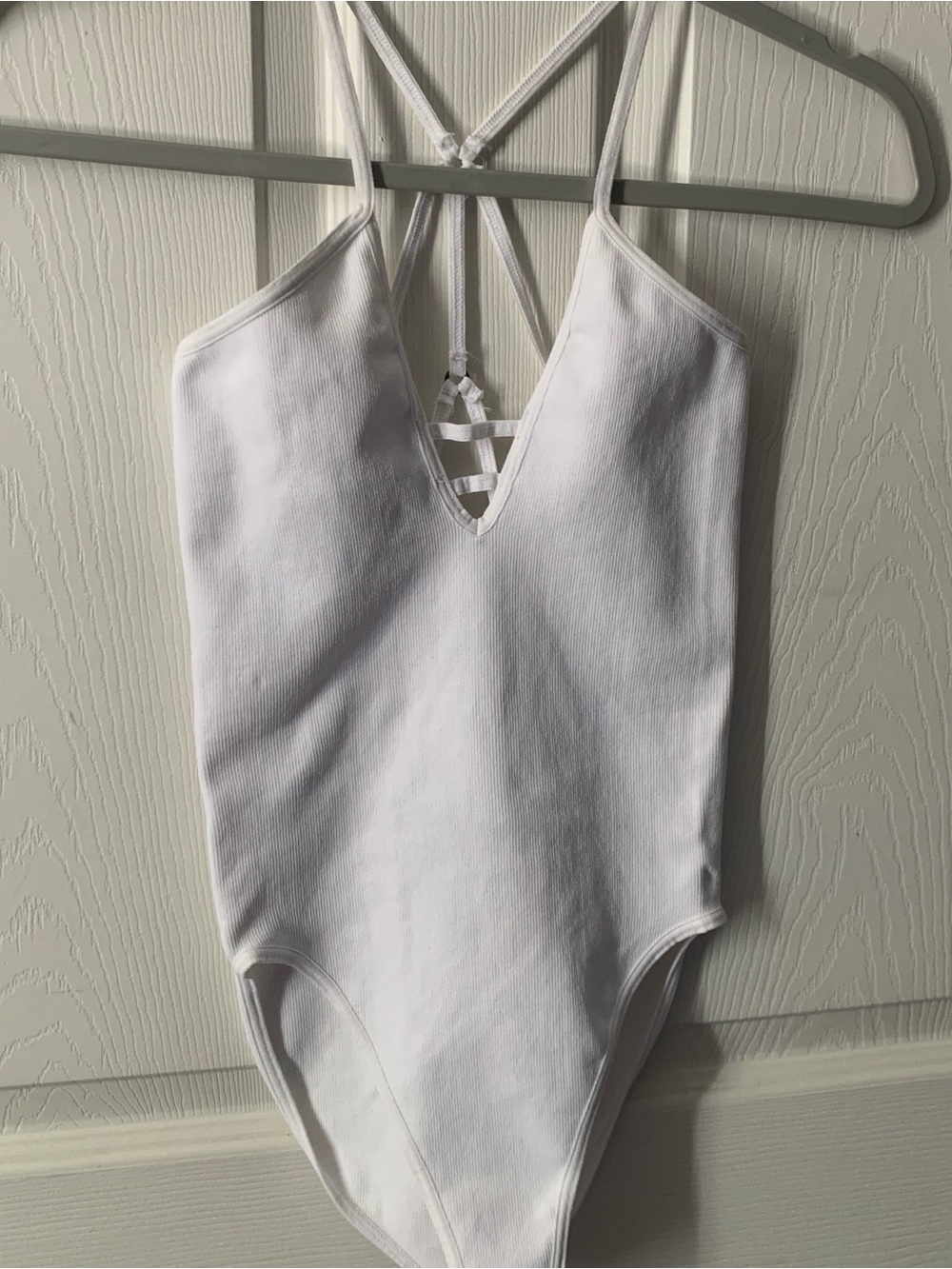 Free People White Strappy Crisscross One-Piece Bodysuit